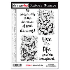 DRD Rubber Stamps Butterfly Script