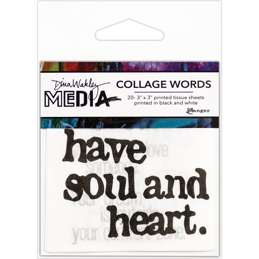 Dina Wakley Collage words -20 3x3 printed tissue sheets