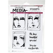 Dina Wakley Media Stamps Boxed Faces