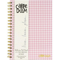 Carpe Diem B5 Spiral Hard cover Notebook - Ballerina Pink Check