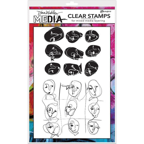 Dina Wakley Clear Stamps Funky Faces